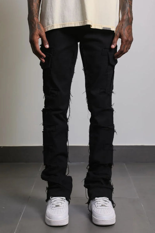 AJENDA STACKED FLARE JEANS ‘JET BLACK’