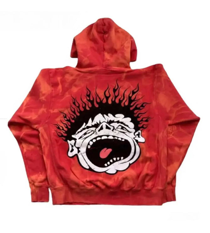 HELLSTAR RECORDS TIE DYE RED HOODIE