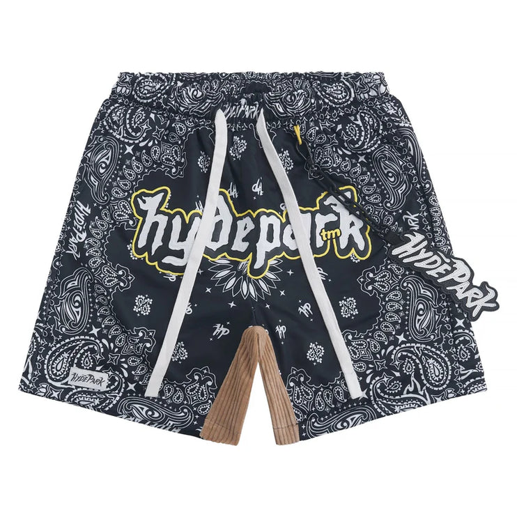 HYDE PARK BANDANA MASH UP SHORTS BLACK