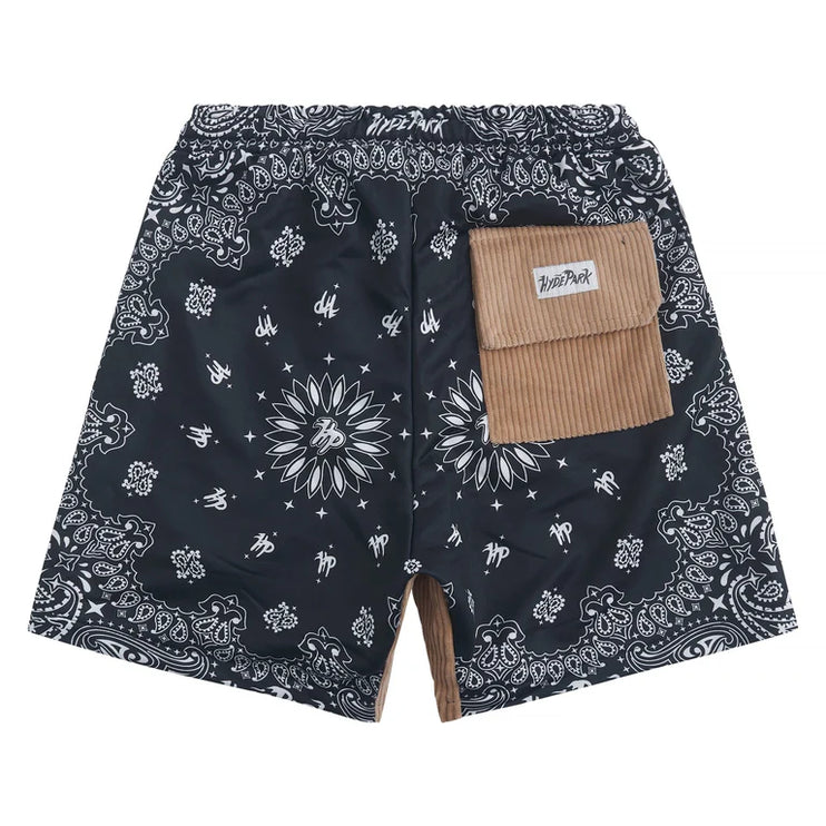 HYDE PARK BANDANA MASH UP SHORTS BLACK